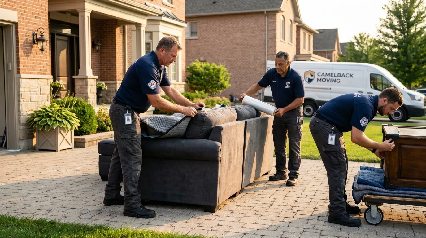 Large estate moving crew wrapping furniture in Fowler, MI
